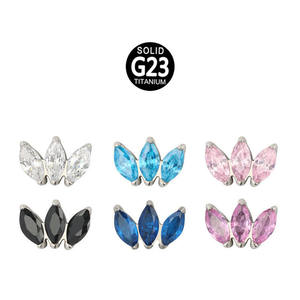 Bijoux de piercing corporel en titane ASTM F136, ensemble de 3 broches, <span class=keywords><strong>marquise</strong></span> CZ, filetage interne, labrets, accessoires de boucles d'oreilles - Product Image 1