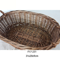 Vente en gros, panier ovale en osier naturel fait main, petit panier de rangement en saule avec poignée