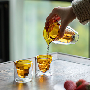 Taza de vidrio de doble pared, resistente al calor, con divisor para té, para servir té Kung Fu, sin tapa, forma cilíndrica - Product Image 3