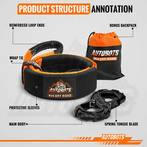 Autobots 4x4 phụ kiện offroad khẩn cấp công cụ phục hồi 3m màu xanh lá cây Polyester cây kéo dây đeo - Product Image 4