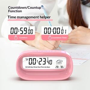 Nouvelle Horloge Réveil Électronique Rechargeable avec Veilleuse, Design Mignon de Dessin Animé, Calendrier Numérique, Thermomètre et Hygromètre Transparent - Product Image 4