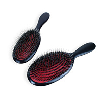 Peigne de massage ovale personnalisé avec logo pour démêler les cheveux, brosse à poils de sanglier et nylon