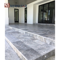 Newstar Pierre Naturelle Marbre Gris Argent Travertin Pavés Dalle Carreaux Extérieur Gris Argent Travertin Pavés