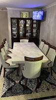 Ensemble de tables de salle à manger de style européen antique pour 8 personnes, table de dîner classique de luxe