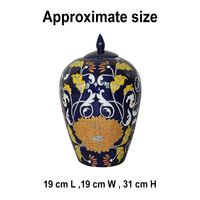 Qianrui Jarre en céramique de luxe peinte à la main, style Art déco, motif floral, ovale, 3-4L, avec couvercle, vase de table, décoration de Pâques pour la maison