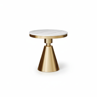Table basse de luxe en acier inoxydable doré blanc, durable, moderne, écologique, facile à nettoyer, avec socle en marbre, pour salon