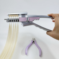 Kit de pose d'extensions capillaires professionnel en coton 6D avec pince connectrice et outil de retrait pour pointes de plumes