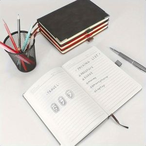 A5 Hardcover Notebook Set Premium Black Gift Box Smooth Writing No Ink Residue Pen Included Leather Cover 100 Sheets - Product Image 2