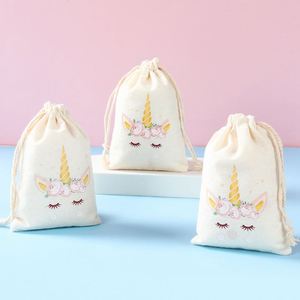 10*15cm <strong>Unicorn</strong> Gift <strong>Bags</strong> Small Cotton Drawstring Pouch Pouches for Baby Shower Kits Birthday <strong>Party</strong> Favor - Product Image 1