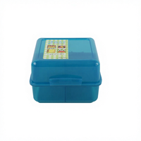 Boîte à bento en plastique portable à double couche carrée pour étudiants avec conservation de la fraîcheur et compartiments pour le déjeuner