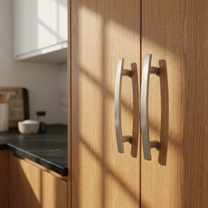 Modern Curved Slim Brushed Nickel Aluminum Alloy 64 96mm Kitchen Cabinet Pull for Bedroom Wardrobe Bathroom <strong>Drawer</strong> Furniture Use - Product Image 3