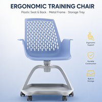 Chaise pivotante en plastique pour salle de classe intelligente certifiée CE, avec plateau de rangement et roulettes, pour étudiants