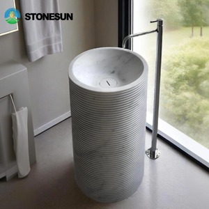 <span class=keywords><strong>Lavabo</strong></span> a Colonna in Marmo StoneSun, Lavandino <span class=keywords><strong>Rotondo</strong></span> o Rettangolare per Bagno di Casa o Hotel, Lucidato e Montato - Product Image 6