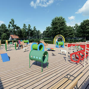 Reutilizable fácil de instalar moderno respetuoso con el medio ambiente HDPE Acero inoxidable perro agilidad entrenamiento obstáculo Equipo conjunto 120x120x120cm mascota - Product Image 3