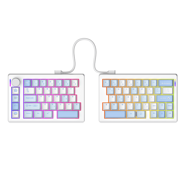 HOT Epomaker Split70 Ergonomic Split Keyboard 70% Layout Mechanical Keyboard 70% Layout with 1 Knob Dynamic RGB Backlight