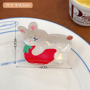Pinces à cheveux coréennes en acrylique, motif dessin animé mignon, pour femmes et filles, motifs gâteau arc-en-ciel, chat, chien, 6 cm, accessoires pour cheveux animaux - Product Image 4