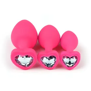 Anal Toys Pink Silicone Transparent Jewel Butt Plug S M L Anal Plug Set Sex Toys For Women Juguetes Sexuales