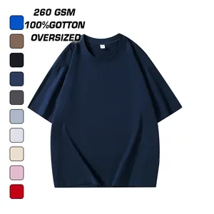 पुरुषों के लिए 260gsm हैवीवेट 100 कॉटन सर्कल नेक टीशर्ट ओवरसाइज़ ड्रॉप शोल्डर स्ट्रीटवियर टी शर्ट