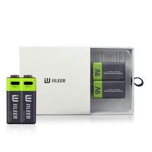 Batterie Li-ion rechargeable USB 9V de haute qualité IILEER USA Warehouse, 350 mAh, 1200 cycles, pour usage domestique, avec câble Type C - Product Image 2