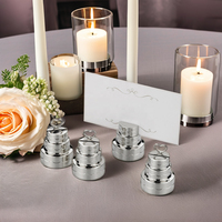 Ensemble de 4 porte-cartes argenté en forme de gâteau de meilleure qualité Porte-cartes de table en métal pour la décoration de la maison