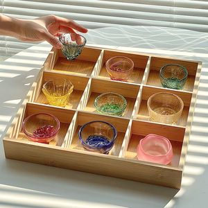 Ensemble de tasses à saké en verre coloré BAMBUS, style japonais à neuf compartiments, <span class=keywords><strong>mini</strong></span>-tasses à thé Shaojiu, verres à vin blanc, vaisselle, plus de 10 pièces - Product Image 3