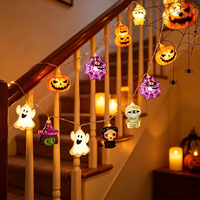 1 Buah Lampu Tali LED 3V Halloween Tidak Dapat Diredupkan 10/20 LED Lampu Peri Hantu Labu Laba-laba Mumi Kerangka Lampu Peri Pesta Liburan Rumah