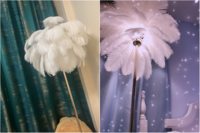 Lampadaire LED contemporain de luxe personnalisable en fer, design plume, base E27, étanche, commande tactile, multicolore