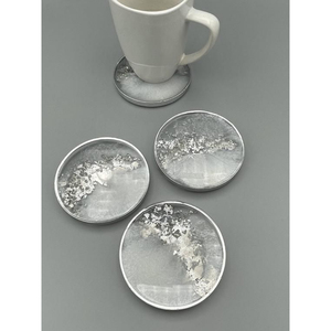Glam Ceramic Coasters Irregular Shape Black Gold Leaf Design Handmade <b>Table</b> <b>Mats</b> - Product Image 5