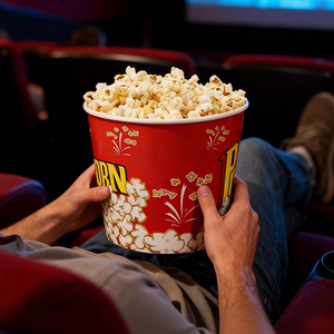 Seau en papier pour emballage alimentaire rapide, personnalisé, imperméable, recyclable, à bas prix, pour poulet frit, pop-corn et autres snacks - Product Image 1