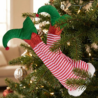 Ornement de Noël transfrontalier en polyester, motif Grinch et Bonhomme en pain d'épices, à suspendre, rayures rouges et blanches, pour fête festive