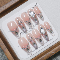 10 faux ongles œil de chat faits à la main avec strass multi-styles, couleur nude, marron, rose, pour femmes, élégants à porter
