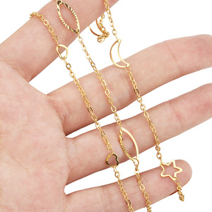 Chaîne en acier inoxydable en forme de cœur plaquée or pour la fabrication de colliers, accessoires de bijouterie, couleur 18k, résistante au décolorissement H1257 - Product Image 2