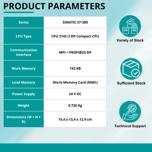 PLC SIEMENS SIMATIC S7-300 Original, CPU 314C-2 DP Compacto con MPI 6ES7314-6CH04-0AB0, Diseño Compacto, Solución Eficiente que Ahorra Espacio - Product Image 3