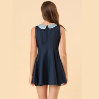Personnaliser Design de célébrité Lady Elegant 3D Lace Collar Black Satin Short Dress Fashion Casual Lounge Wear Club Dresses