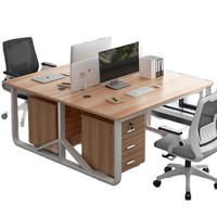 Ensemble bureau et chaise double en bois pour la maison et le bureau ; Bureau d'ordinateur moderne et simple pour les employés de bureau et les études