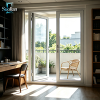 Porte battante moderne en aluminium à double vitrage pour usage extérieur, salon, balcon, jardin, isolation thermique, maison de luxe