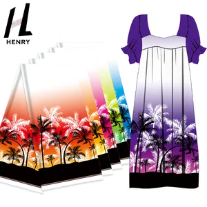 High Quality Diy Sewing Art Hawaiian Style Beach Coconut Tree Print Fabric For Tropical Skirts