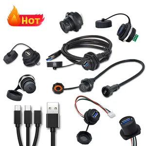 IP67 Usb 2.0 3.0 מחבר כבל שקע הרכבה בלוח נקבה זכר Pcb עמיד למים חוט סוג-C מיקרו Usb מחבר כבל