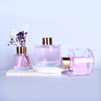 Diffuseur d'huile aromatique de roseau à air vide de forme ronde, bouteilles en verre de 50ml, ensemble complet avec bouchon à vis en aluminium