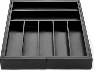 Organizador de Cubiertos de Bambú Negro Premium Grande y Expandible para Cajón de Cocina con Divisores - Product Image 3
