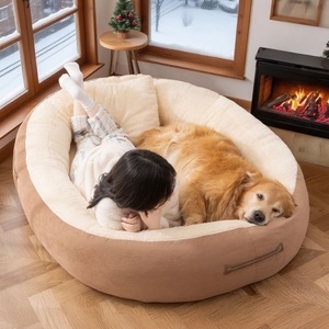 Winterwarmes, einfarbiges Hunde- & Katzenbett, riesige, extra große, ganzjährig waschbare Höhle zum Liegen und Schlafen - Product Image 3