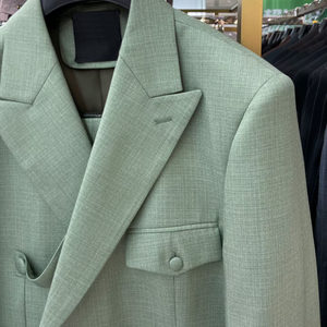 Traje de <span class=keywords><strong>Hombre</strong></span> Talla Grande Color Verde Menta, Nuevo, 2 Piezas, Cuello en V, Doble Botonadura, Estilo Americano, Transpirable, Casual - Product Image 3