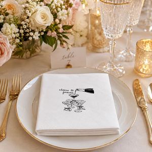 Décoration de table pour fête de mariage et fiançailles, 20 serviettes imprimées « Cheers to Forever », serviettes en papier jetables pour mariage - Product Image 2