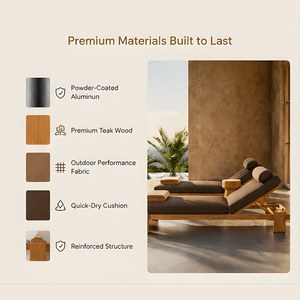 Nouveau design de meubles d'extérieur, jardin, villa, lit allongé, <span class=keywords><strong>plage</strong></span>, piscine, chaise allongée, ensemble de lits de bain en teck - Product Image 3