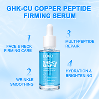Serum Wajah GHK-Cu Peptide Niacinamide Vitamin E Anti-Kerut Pengencang Kulit Tembaga Biru Asam Hialuronat SNAP-8 Kimia Vegan 30ml