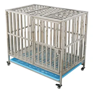 Fabricant grossiste cages pour chiens cages en treillis métallique épais cages pour animaux de compagnie d'angle en fer avec puits de lumière facile à transporter