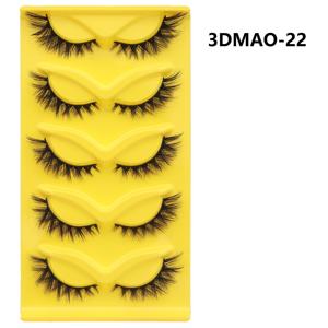 Vente en gros des 5 paires les plus populaires de faux cils en poils synthétiques de vison artificiel 3D Cat-eye <span class=keywords><strong>Fox</strong></span> Series faits à la main, noirs avec boîte jaune - Product Image 6