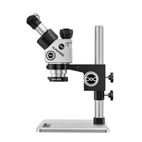 Microscopio Trinocular RELIFE M9T-B11 con Lente de Zoom Continuo de 6-45X, Adaptador 0.5CTV y Base de Gran Área para Reparación de PCB de Teléfonos Móviles