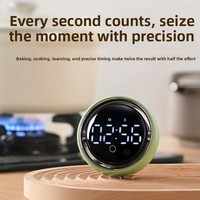 Timer Digital Magnetik Pintar dengan Pengaktifan Suara, Dial Putar Bulat, Jam Alarm untuk Disiplin Diri Siswa, Pengingat Memasak di Dapur