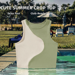 M&F - Camisetas sin Mangas de Verano para Mujer, Diseño Personalizado, Bonitas y Dulces, Ajustadas, Transpirables, con Apliques Delanteros, Cortas - Product Image 2